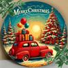Vintage Christmas Metal Round Wall Sign Rustic Iron Holiday Decor Man Cave Garage Art Durable Weather Resistant