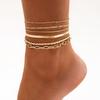 6-Piece Set Cable Stitch Snake Bones Chain Metal Anklet Suit Fashion Minimalist Photo Taking Matching Bare Ornament Trendy Women