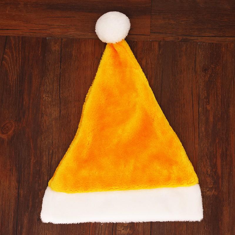 Available: Red/Blue/Pink/Green/Yellow Santa Hat - Short Plush, Brushed Finish for Adults, Holiday Party Christmas Decoration.