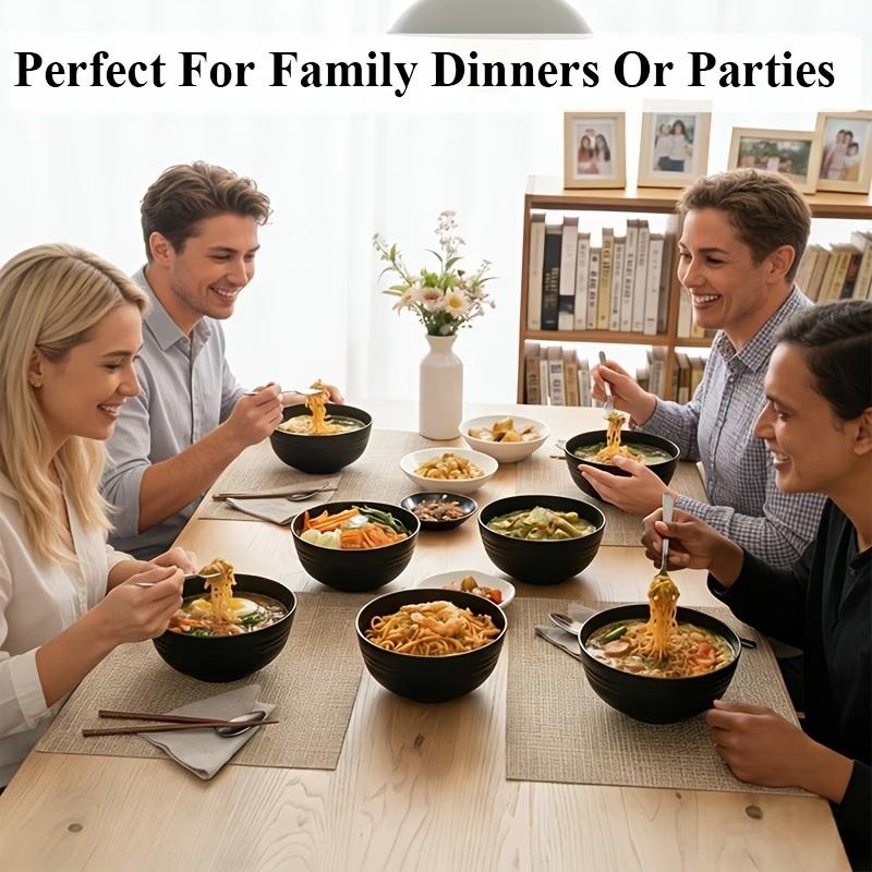 4/6/8Pcs Black Unbreakable Plastic Bowls Fruit Salad Bowl Microwave Dishwasher Safe Home Kitchen Daily Use