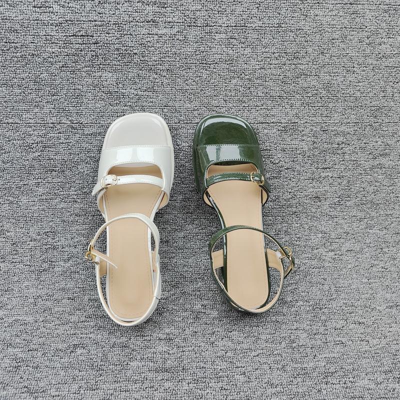 Fashion Fashion Womens Shoes 2025 Ankle Strap Open Toe Red Leather Sandals Block Heels Luxury New Buckle Peep Real Chunky Girls Scandals