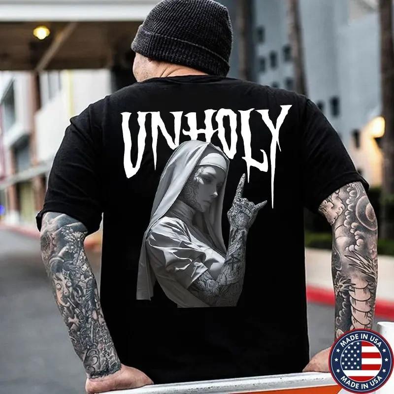 UNHOLY Tattooed Nun Print Men s T-Shirt S
