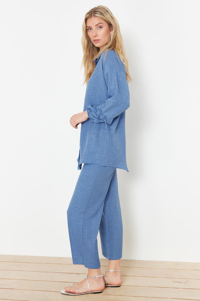 Women's Fashion New Hijab Bottom-Top Set Stone Linen Look Woven Bottom-Top Set