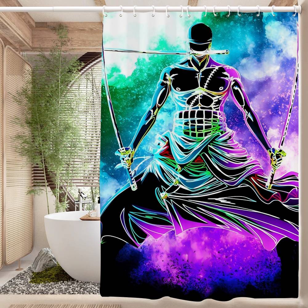 RORONOA ZORO ONE PIECE Anime Modern Simple Shower Curtain Bathroom Decorative Polyster Shower Curtain With Hook