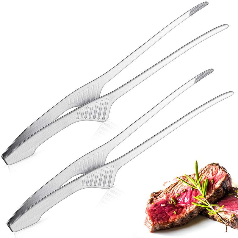 BBQ Tongs Non Slip Cooking Utensils Stainless Steel Tongs for Serving Food Salad Camping Barbecue Buffet