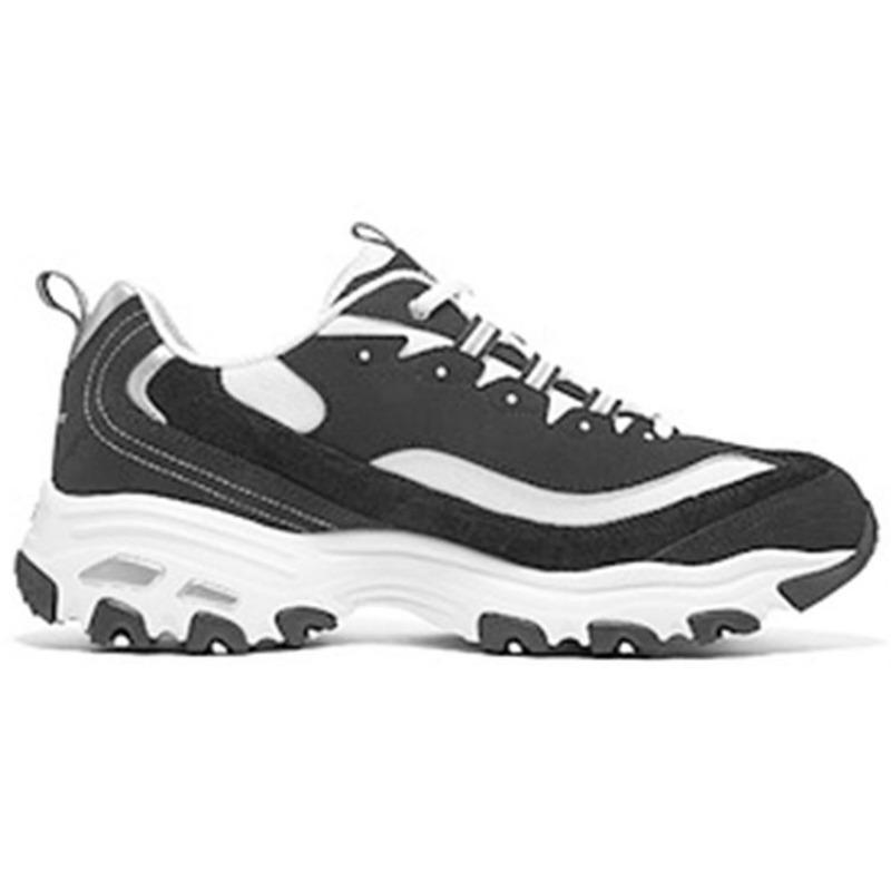 Skechers D'LITES 1.0 Men Mesh Fabric Synthetic Split Suede Nubuck Corduroy Wear-resistant Low Top Dad Shoes Black 237153-BKW