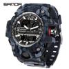 SANDA Women's Trendy LED Dual Display Waterproof Watch with Hourly Chime