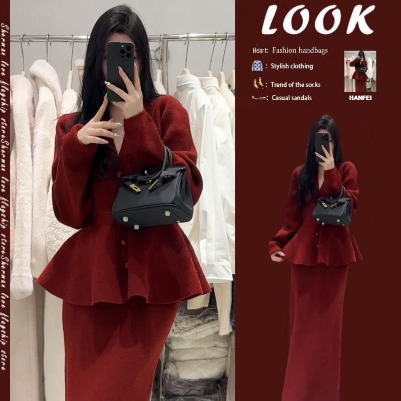 

«G Winter 2024 Корейский стиль, женский утягивающий трикотажный свитер и универсальная юбка» 3XL (for 140-160 jin)