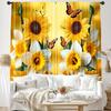 Sunflower Butterfly Print Curtains Polyester Pocket Rod Top Bedroom Living Room Office All Season Home Decor Curtain Ideal For Sitting