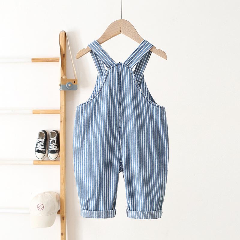 Gestreifte Jeans-Overalls im koreanischen Stil für Babys (Modelljahr 2026) (0-3 Jahre)