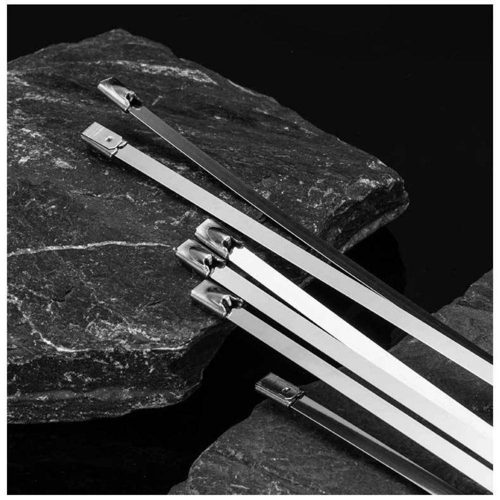 100Pcs 304 Stainless Steel Self-Locking Cable Ties Self-locking Fastening Rings Wiring Harness