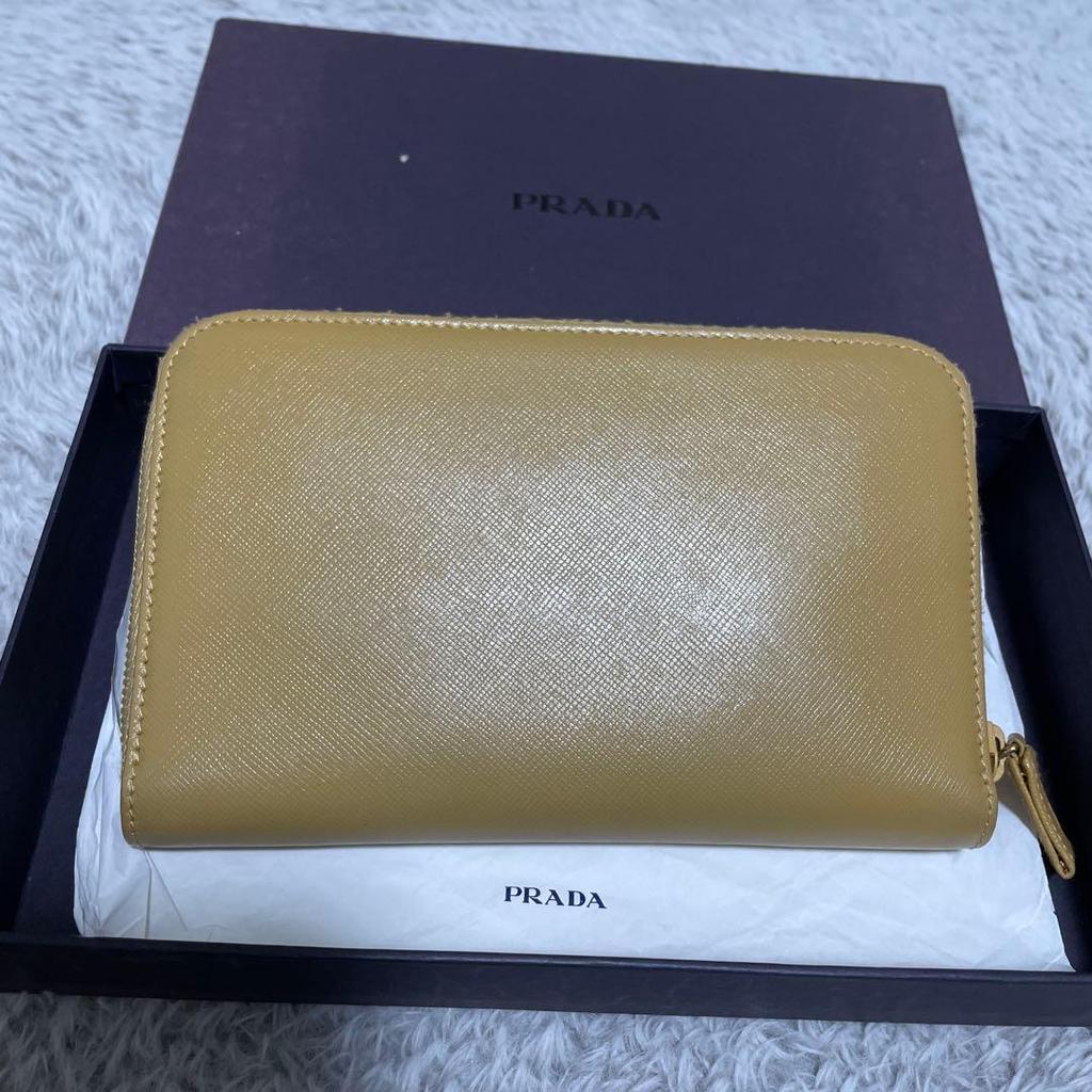 Used PRADA Saffiano Round Zip Long Wallet