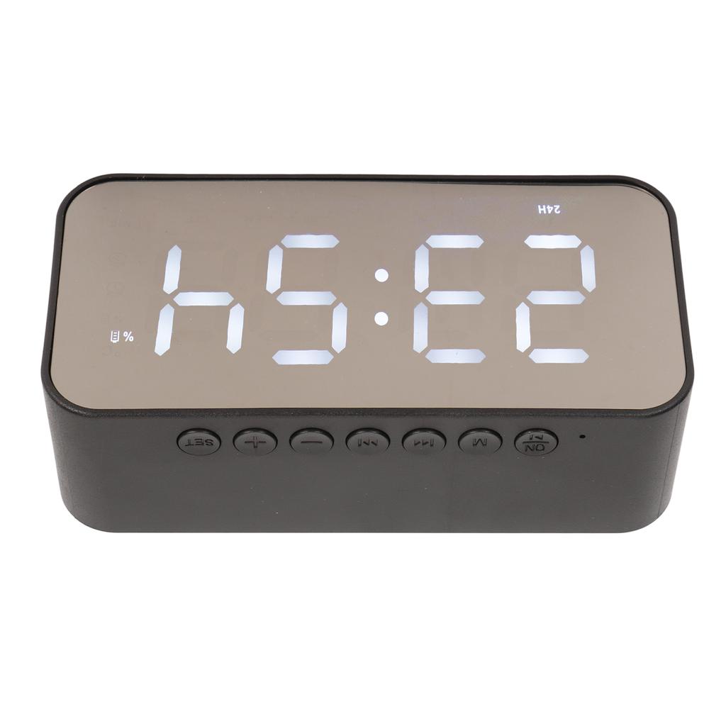 Wireless Speaker Stereo Sound Noise Cancelling Temperature Display Voice Broadcast FM Radio Mirror Alarm Clock