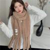 WTEMPO Fluffy Pocket Scarf Women's Autumn Winter Cute Girl Lamb Wool Warm Thick Cold-proof Windproof Plush Tassel Scarves