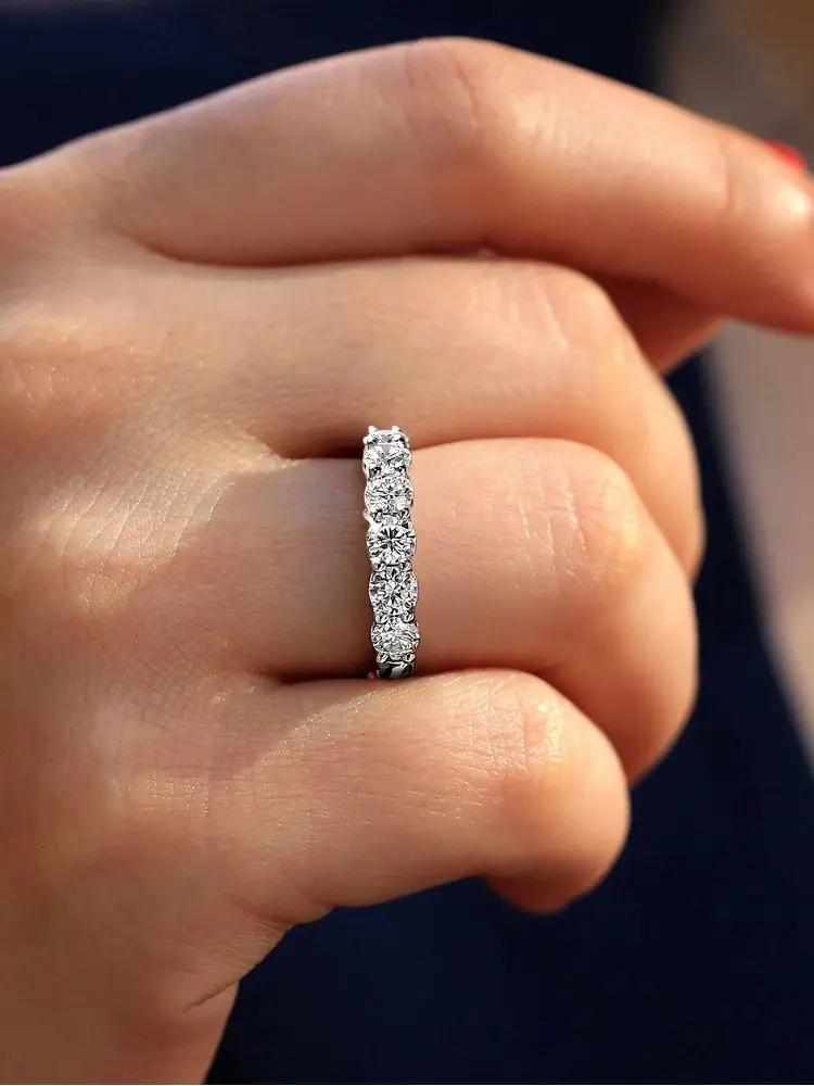 925 Silver Round Zircon Shiny Gorgeous Rings for Women Engagement Wedding High Quality Fine Jewelry