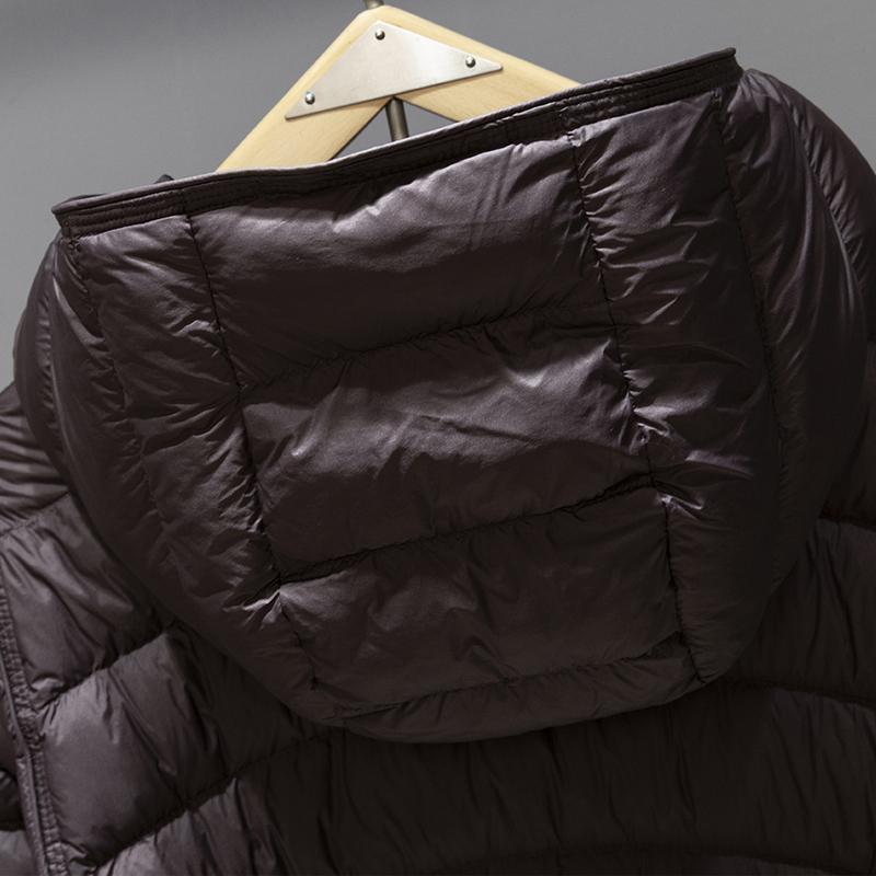 Men 50% White Duck Down Puffer Jacket, Windproof Hooded Drawstring Hem Thick Warm Zip Coat For Cold Winter Outdoor