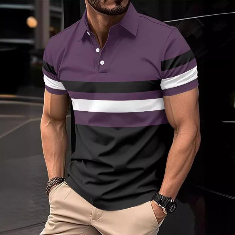 Summer Polo Shirt Striped Men's Sports Polo Shirt Top T-Shirts Men’s