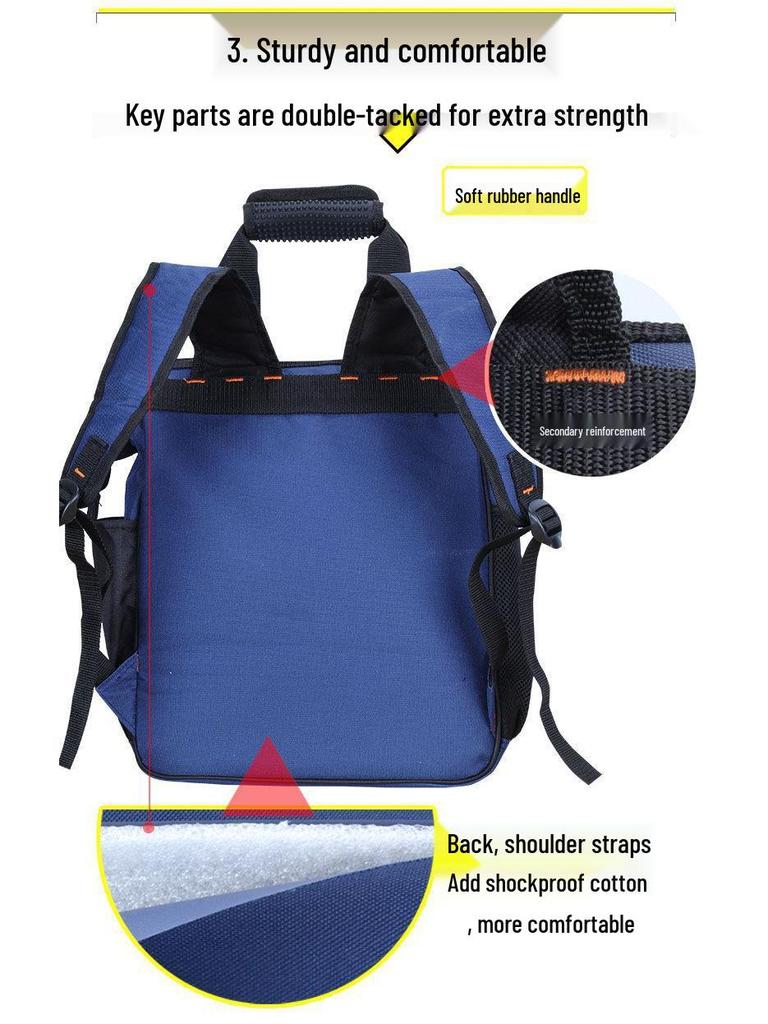 Double Shoulder Multi-Pocket Electrician Backpack - Large Capacity, Durable Oxford Cloth