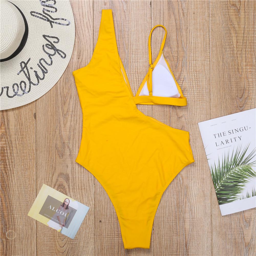 Women's Swimsuit Solid Color Cutout One Piece Sexy Bikini Brazilian Beachwear
