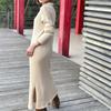 New Pattern Women Autumn Winter Sexy V Neck Long Sleeve Knitted Sweater Dress Long Sleeve Straight Cozy Pullover Slim Dresses