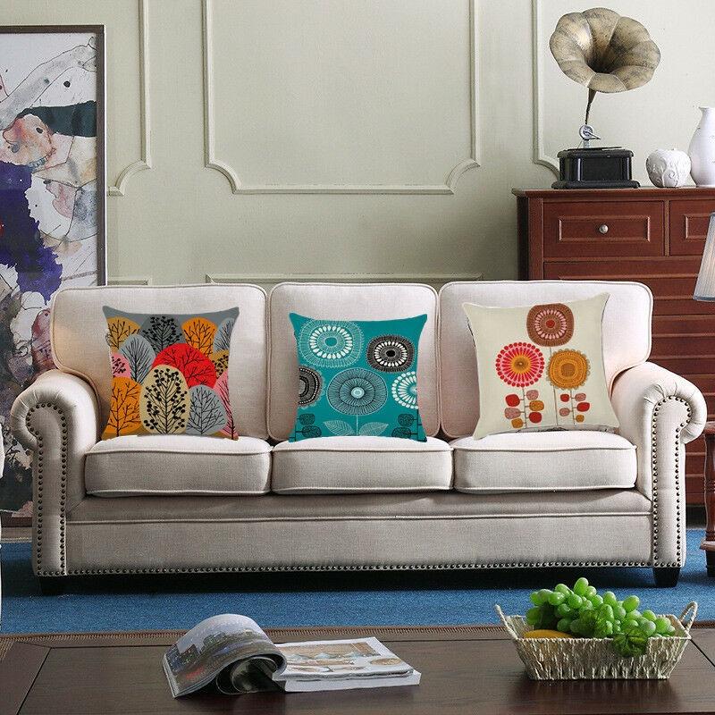 Elegant Fashion Flower Cotton Linen Cushion Cover For Home Bed Sofa Decor 45cm