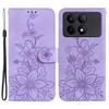 For Xiaomi Redmi K70E 5G/Poco X6 Pro 5G Cover Leather Wallet Case Lily Flower Imprint Phone Shell