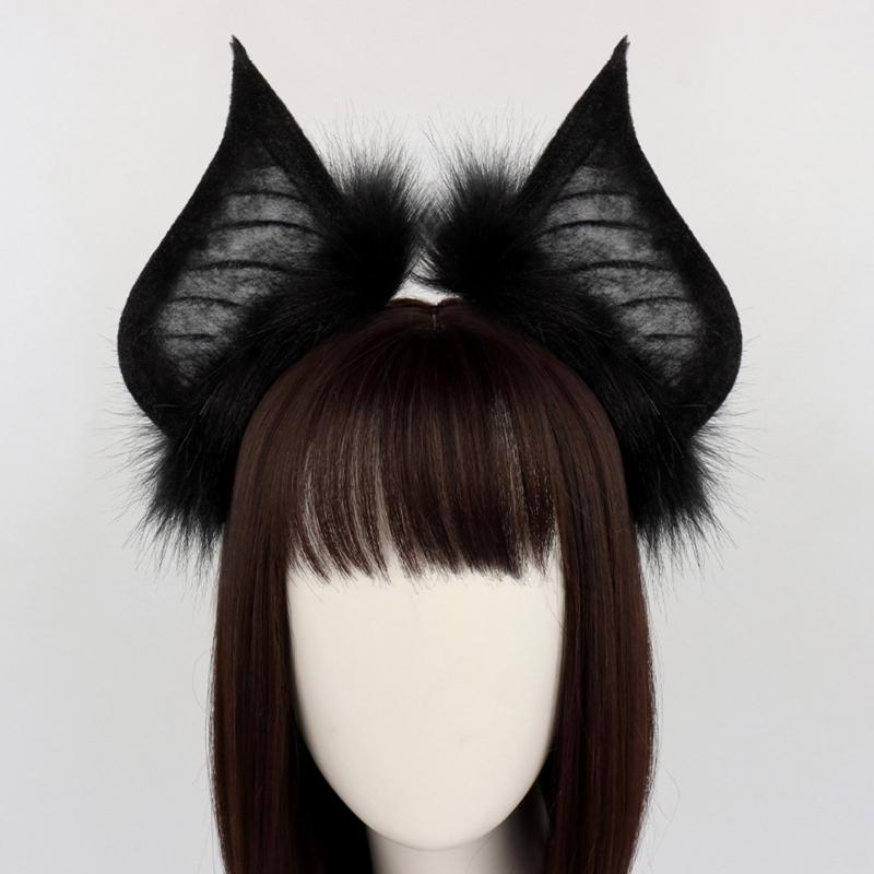 Ręcznie robiona opaska na głowę z uszami nietoperza Akcesoria do cosplayu dla dziewczyn-nietoperzy Uszy zwierzęcia Fursuit Maskarady Halloweenowa impreza cosplayowa