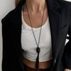 IngeSight.Z Nuova Semplice Irregolare Nera Resina Nappa Ciondolo Collana Donna Trendy Regolabile Filo Cerato Catena Maglione Gioielli