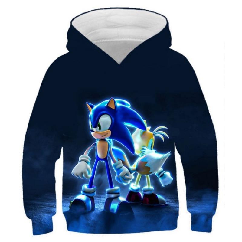 Autumn 3D Sonic the Hedgehog Printed Hoodies Fashionable Casual Sports Long Sleeved Children's Boy Hooded Sweatshirts