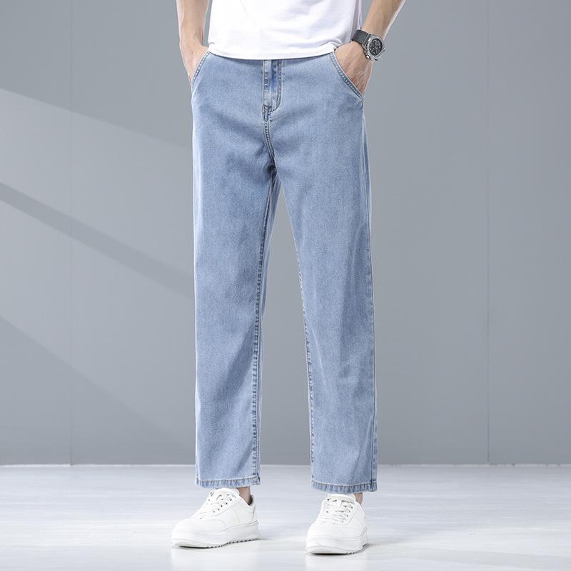 Summer Ice Silk Thin Men's Loose Straight Wide-leg Large-size Jeans