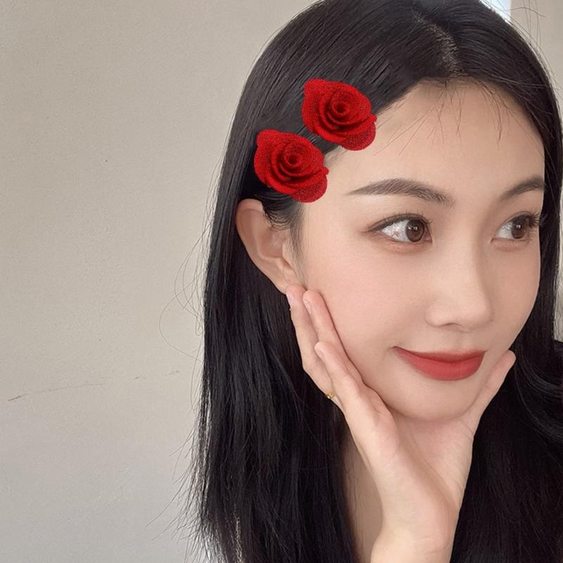 Pack of 10 Rose Flower Hair Clip Elegant Design NonSlip Teeth Barrettes for Women Girls Daily Hair Styling Accessories
