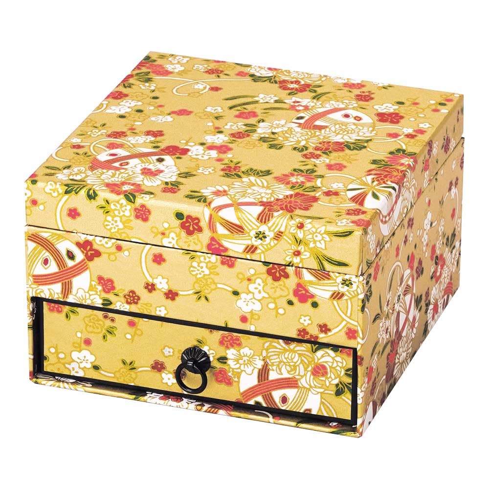 Yamaco Yuzen Paper Box with x x 28132 Two-Tier Drawer, Gold, 15.2 15.2 H9.8cm, золотой