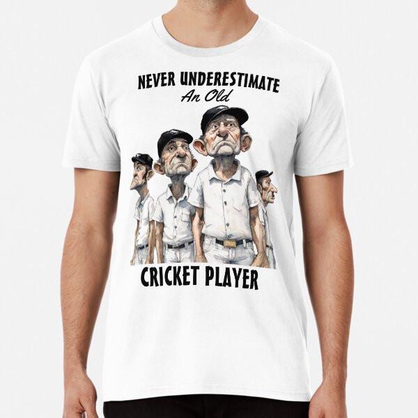 

Old Cricket Player Premium T-Shirt S to 5XL Made in the AU/USA T-Shirt 4XL