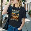 Vintage 1986 Clothing Born In 1986s 40th Birthday Gift Men Women Fun Sunset Projection Oneck Printed Unisex Cotton Shirts Black