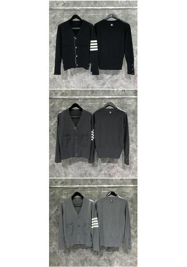 TIME BREATHE Unisex úzký vlněný kardigan, výstřih do V, čtyři knoflíky, klasický styl