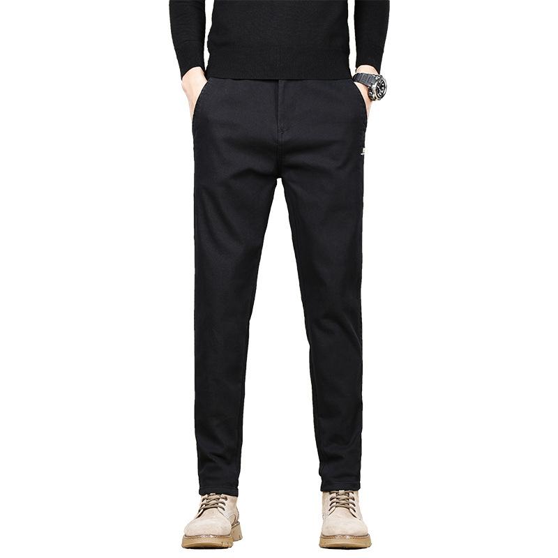 Spring And Autumn Winter Plush Thickened/Regular Casual Pants For Men'S Trendy Fashion Versatile Small Straight Tube Large Men'S Pants