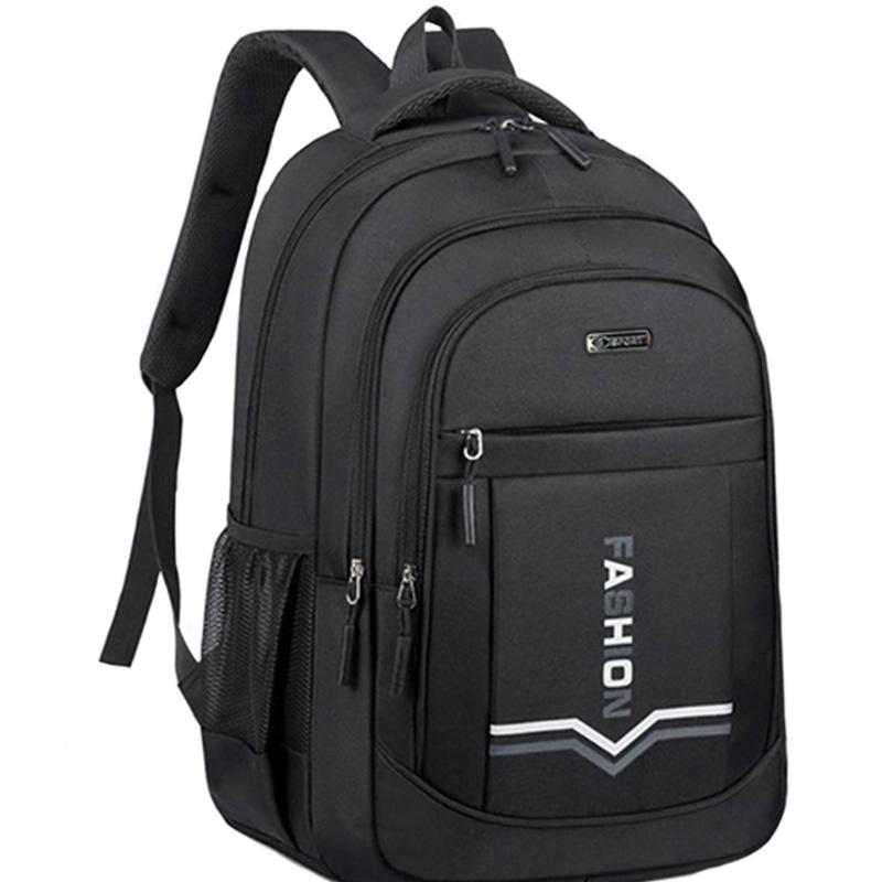 Casual Solid Black Travel Backpack, Shock Resistant Notebook Rucksack for Teenagers, Office Staff and Outdoor Hiking