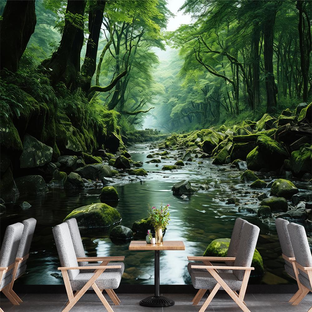 

Современные лесные фрески Природный ландшафт Водопад Настенная фреска Спальня Гостиная Лесные обои Домашний декор 200 cm(W) x 140 cm(H)