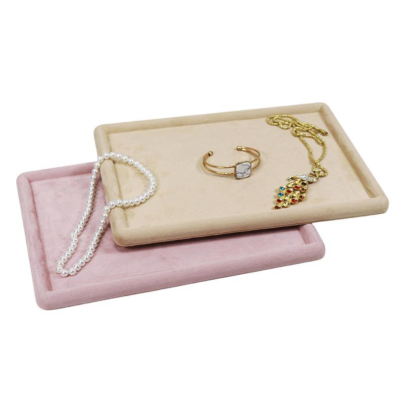 Jewelry Tray Show Stand Shop Organizer Velvet Solid Color Jewelry Display Tray Necklace Glasses Watch Display Props