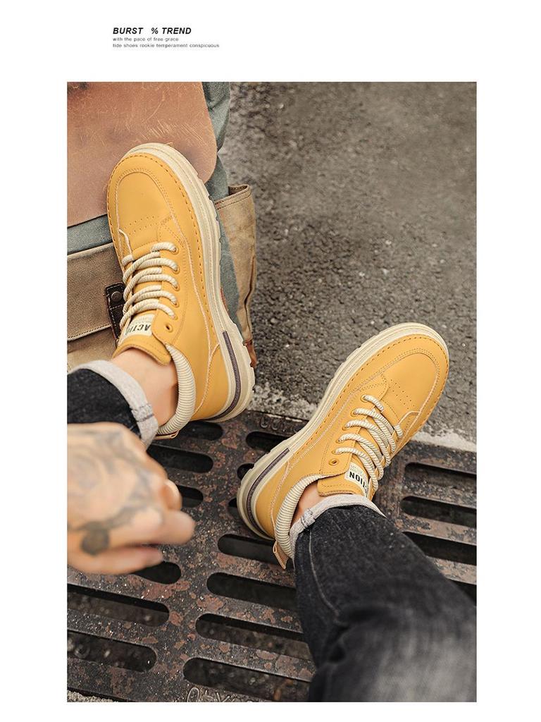 Men's Autumn High-Top Leather Martin Boots: Trendy, Thick-Soled Korean Style Casual Shoes