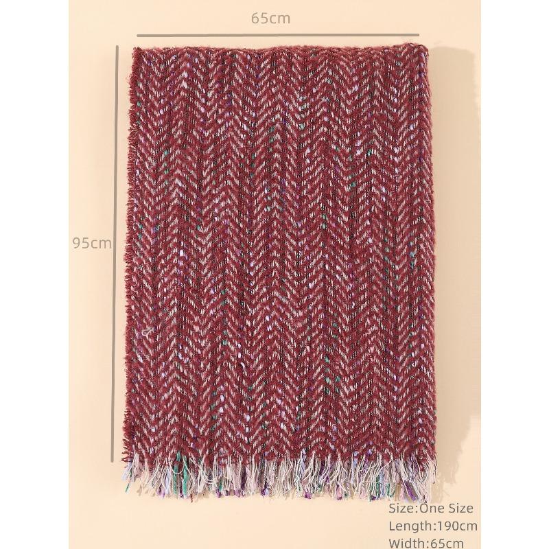 Schal Herbst und Winter Fischgrätenmuster neue Kreiswolle lockerer Bart Fransen Schal