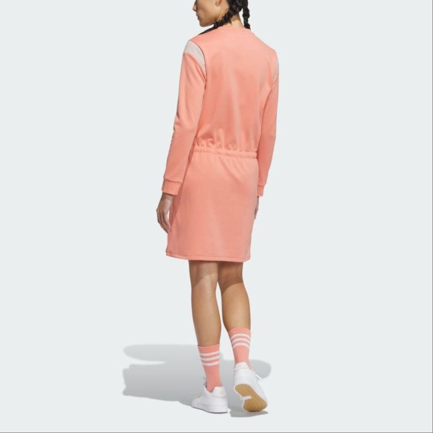 Adidas Color Block Logo Print Mid Waist Shorts Dress Set Women Dresses Clay HY0874