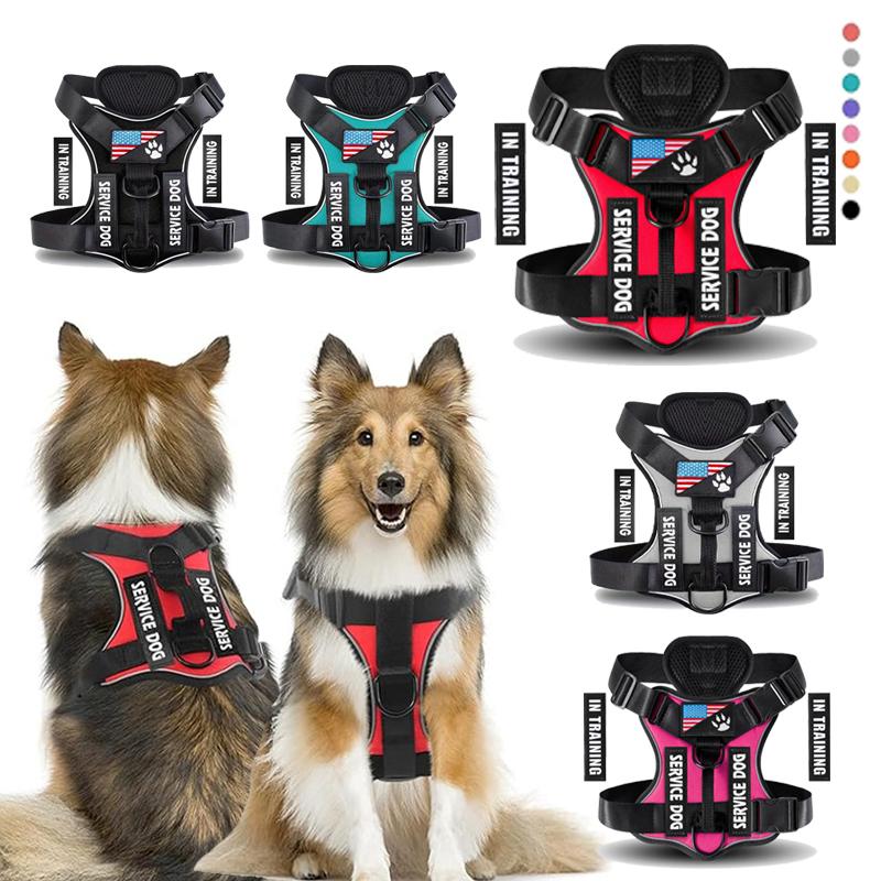 Service Dog Harness, Reflective Dog Vest Harness, Adjustable Soft Oxford Pet Harness, Inner Layer Mesh, Easy To Control for Dogs