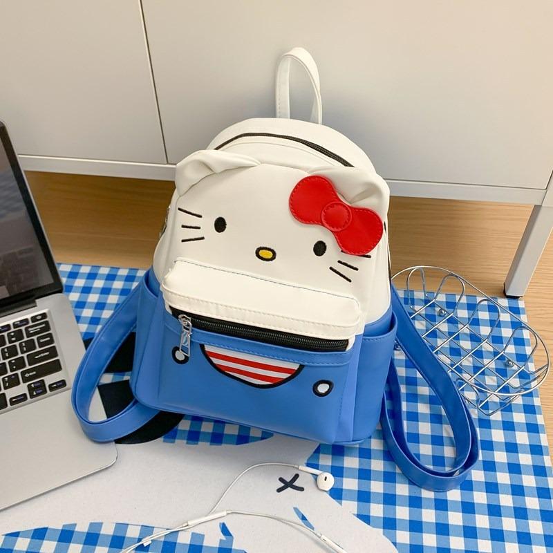 

Cute college style bow kitten large capacity backpack cartoon casual bag women s high value sweet backpack синий