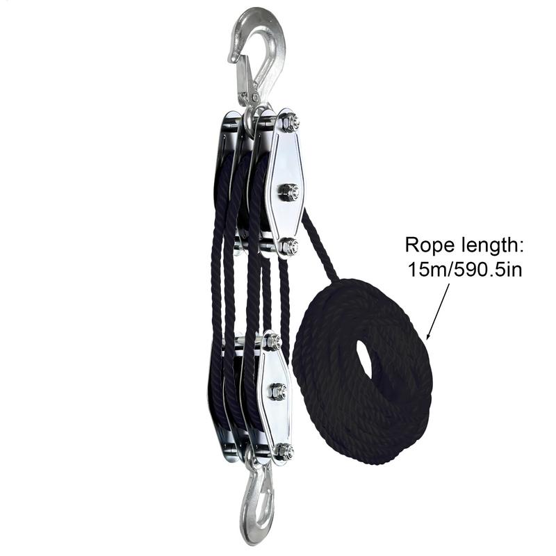 Block and Tackle Pulley Hoist 2200 Lbs Breaking Strength Block and Tackle Pulley Pulley Block 1100lb Loading Capacity for Animal