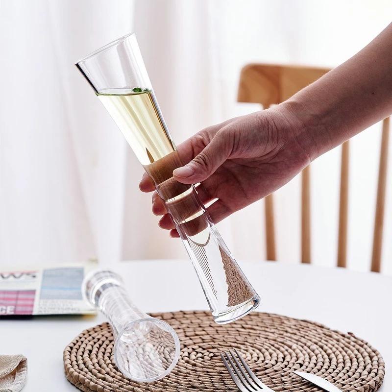 Hourglass Shape Glass Cup Tall Elegant Champagne Flute For Juice Beer Cocktail Home Bar Party Wedding
