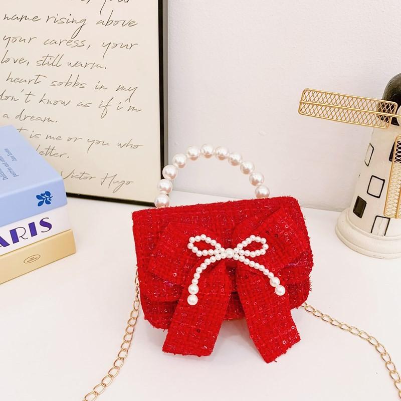 Red Ruffled Fun Bow Purse For Girls With Cozy Polyester Interior And Playful Appeal For Any Occasion