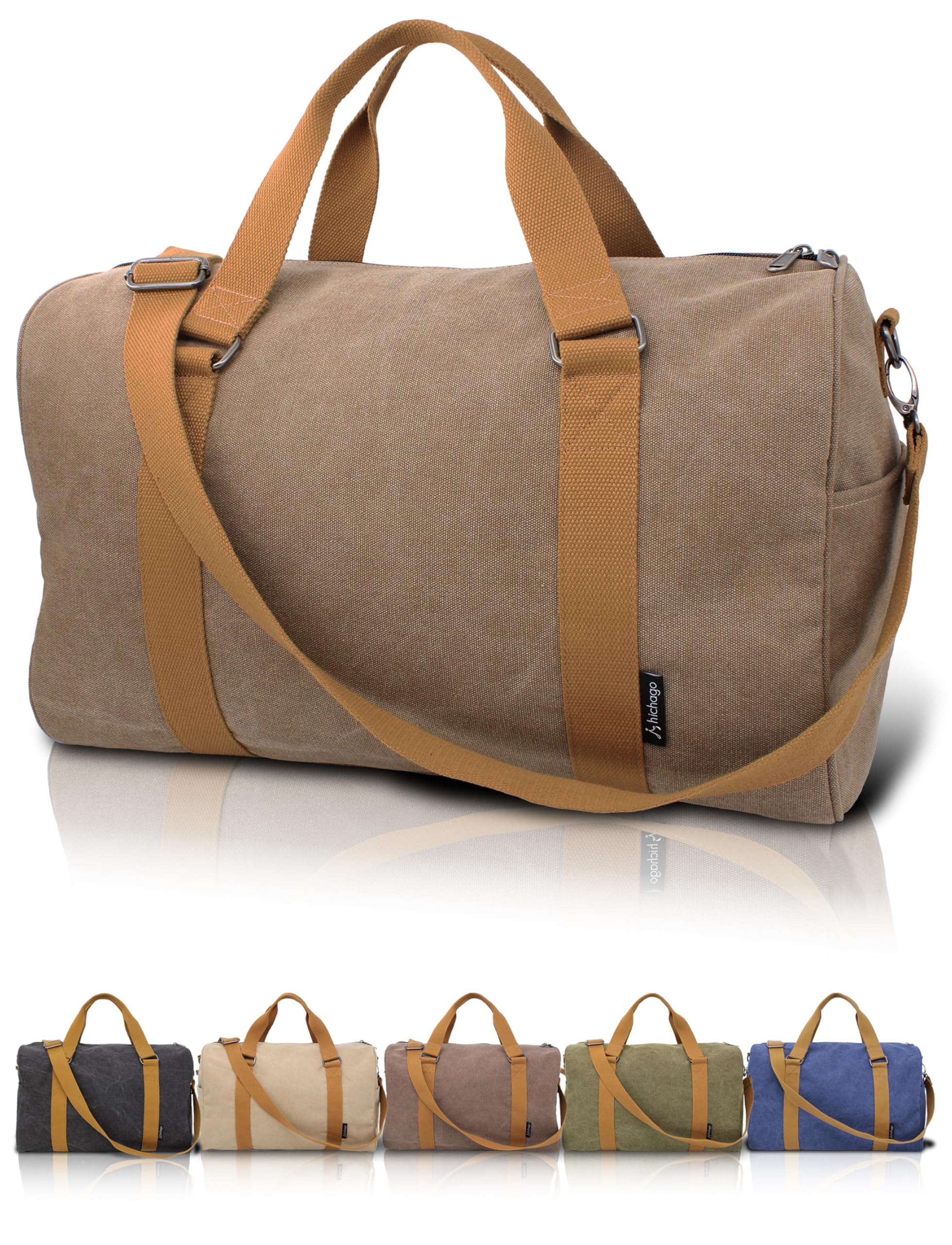 

hichago Boston Bag Canvas Travel 40L Large Capacity 3WAY Shoulder Strap Compatible Large [Thick Fabric] Carry-On Carry-On (Walnut, (CanBoss))