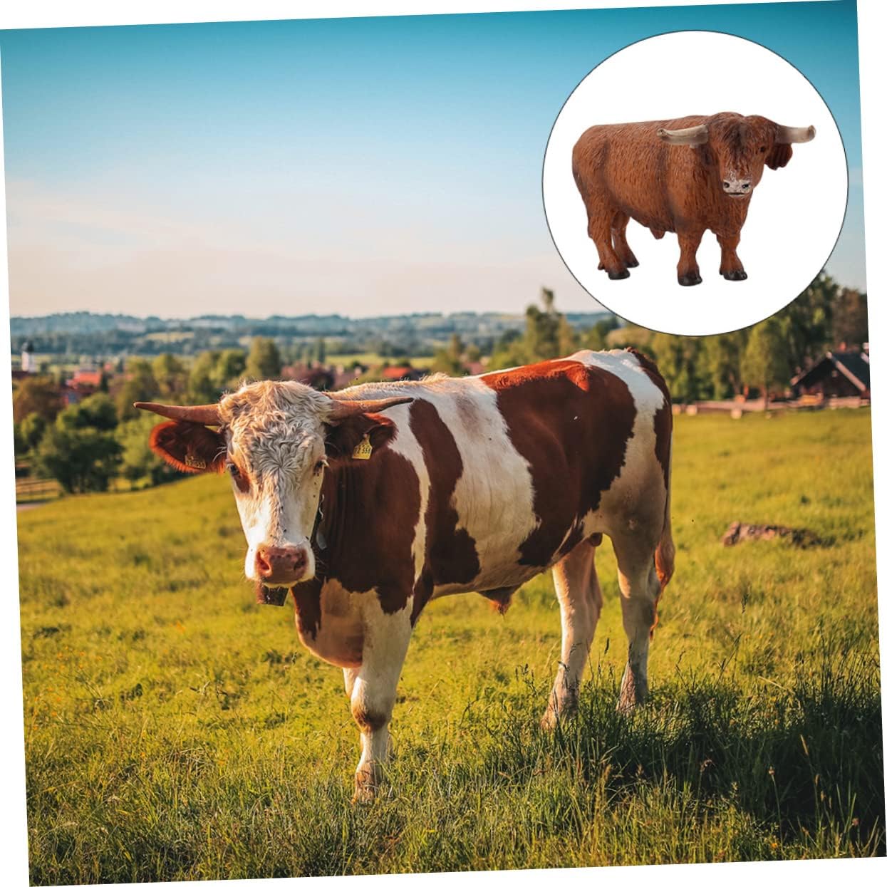 Toyvian 1pc Highland Cow Model Plastic Farm Animals Farm Animal Playsets Educational Toys for Kids Farm Animals Miniatures Table Top Decor Animal