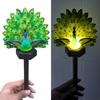 Illuminated Tropical Garden Sculptures Solar Peacock Light, Outdoor Sculpture with Auto-On LED Brightening Lawn Accents for Summer Lights,